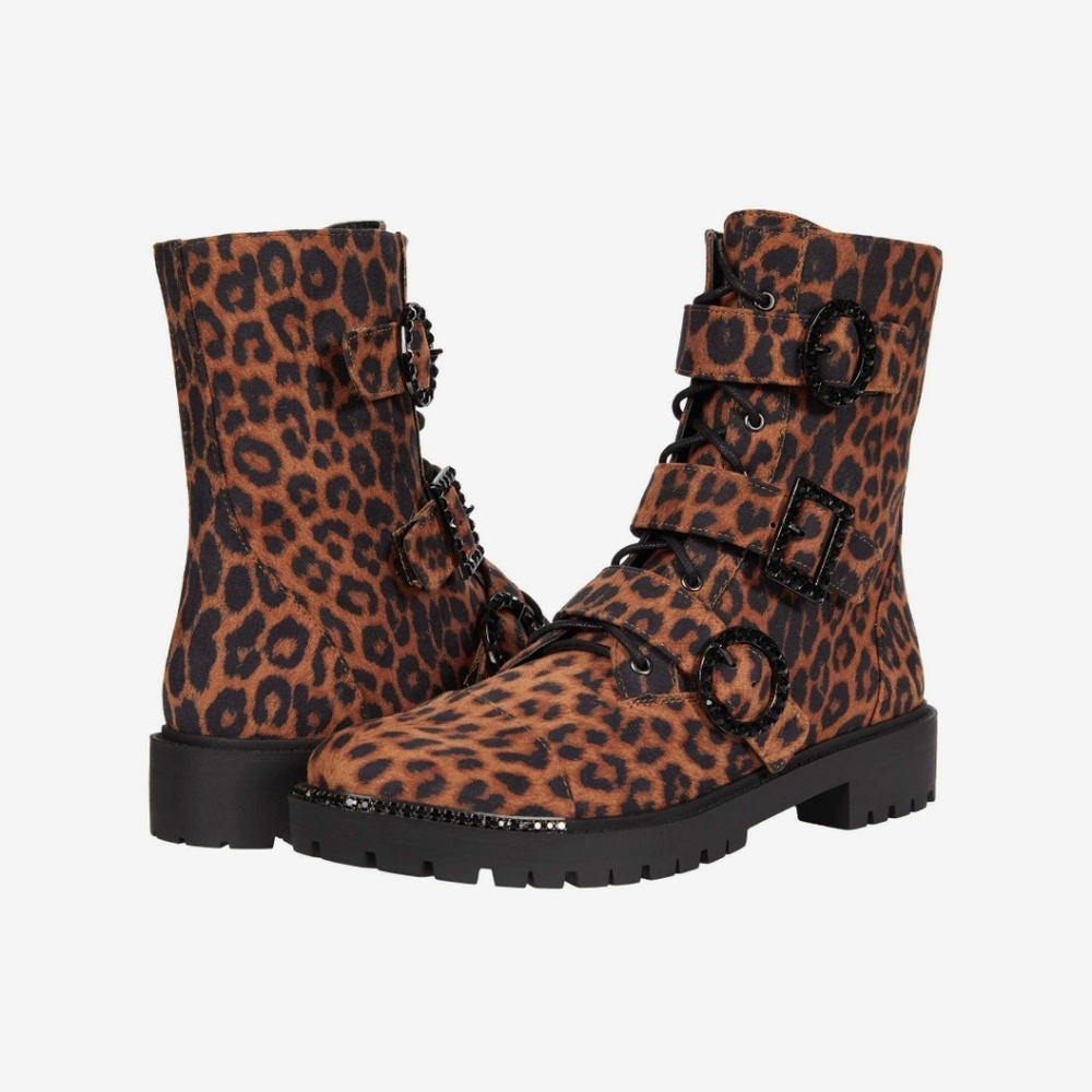 Jessica Simpson Kirlah Leopard Print Combat Boots